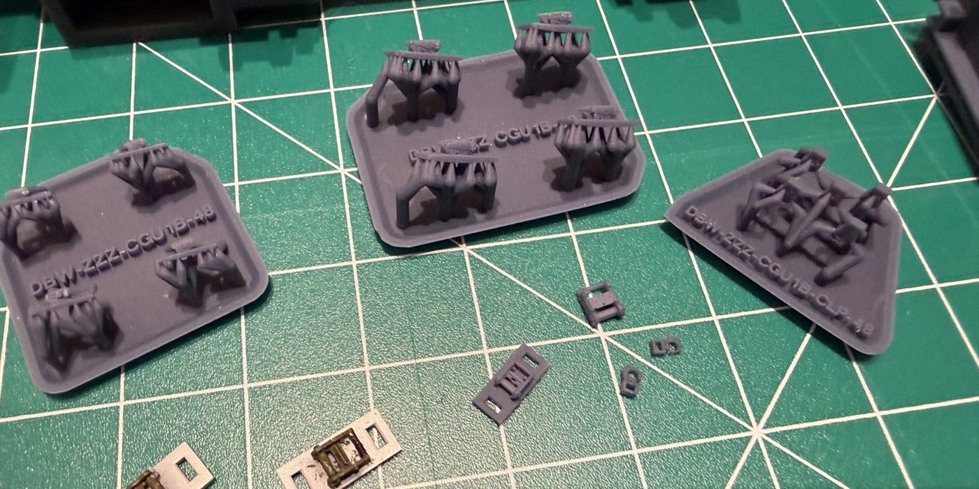 Detail parts printed on resin rafts